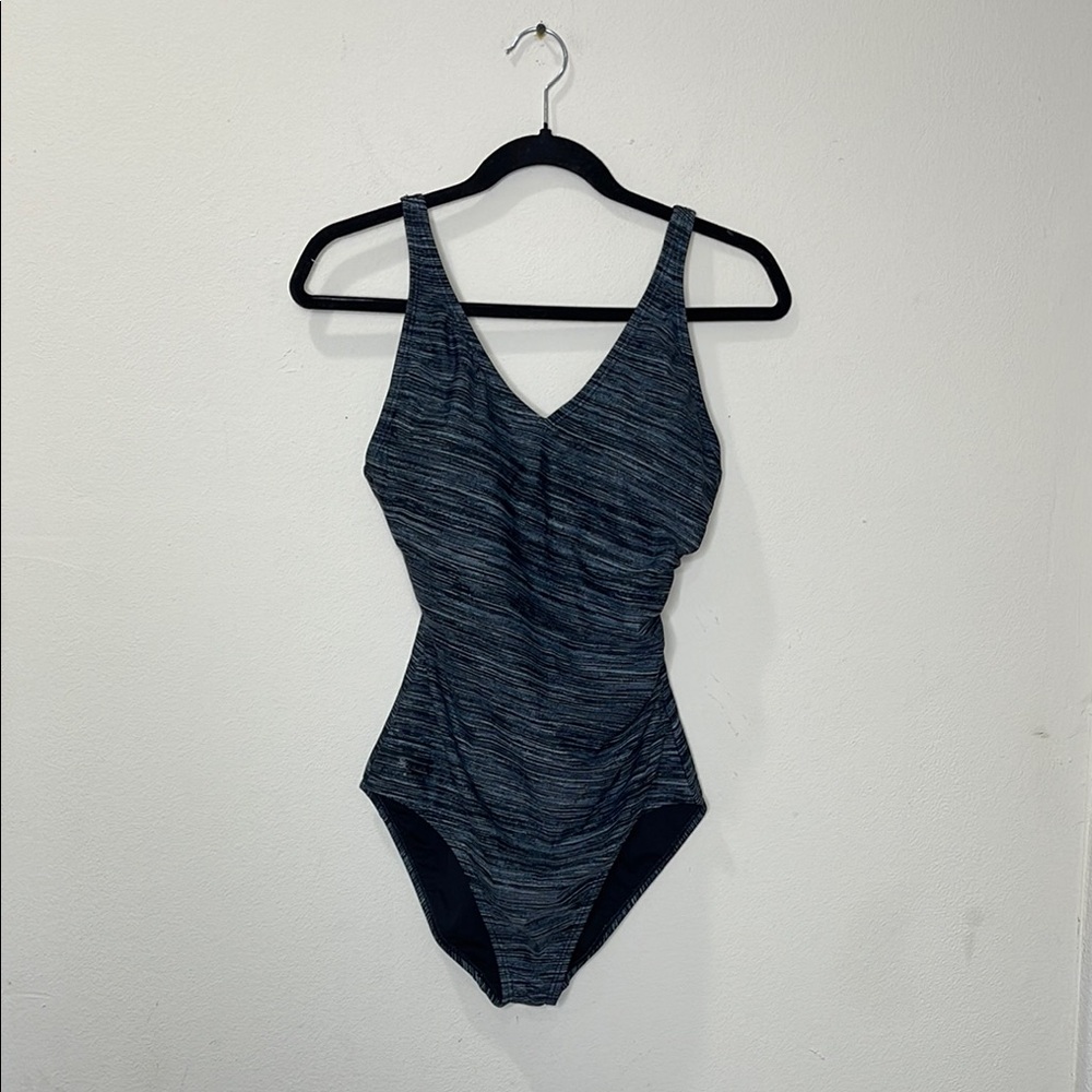 Speedo Black and Gray One-Piece Swimsuit